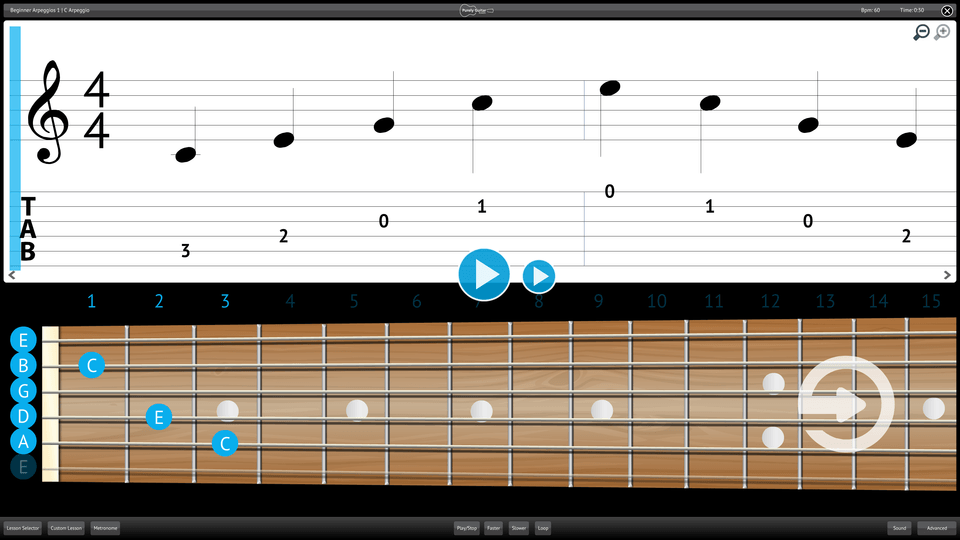 Purely Acoustic Guitar Screenshot Lesson Selector