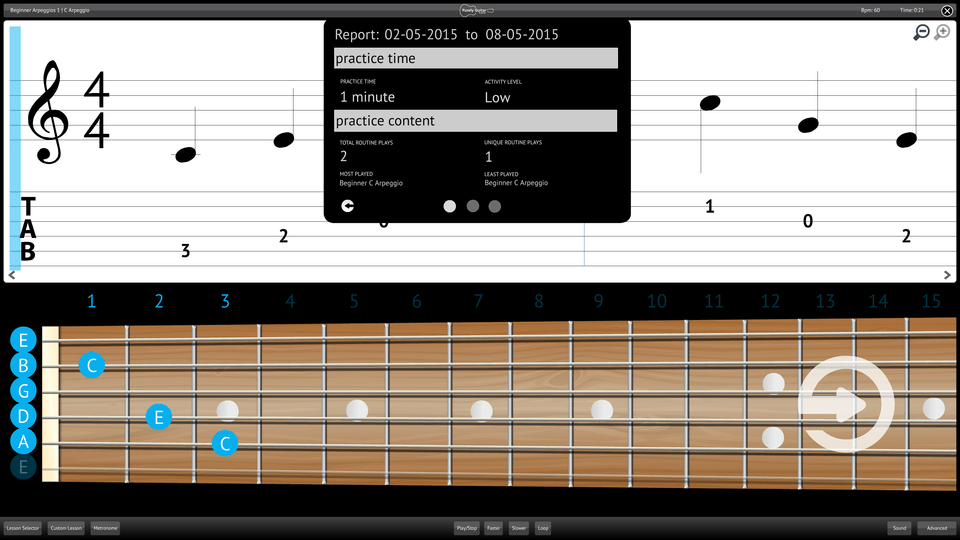 Purely Acoustic Guitar Screenshot Reporting Measuring Progress
